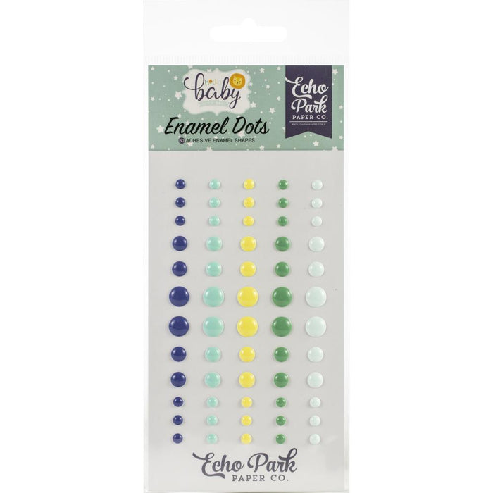 Echo Park Adhesive Enamel Dots 60/Pkg - Hello Baby Boy