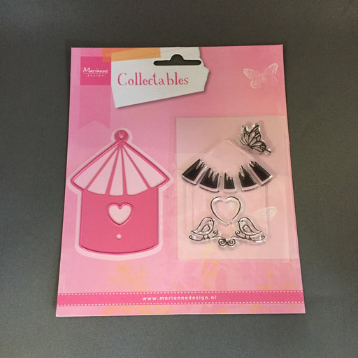 Marianne design Collectables Col 1310 Birdhouse & Butterfly whit matching stamp